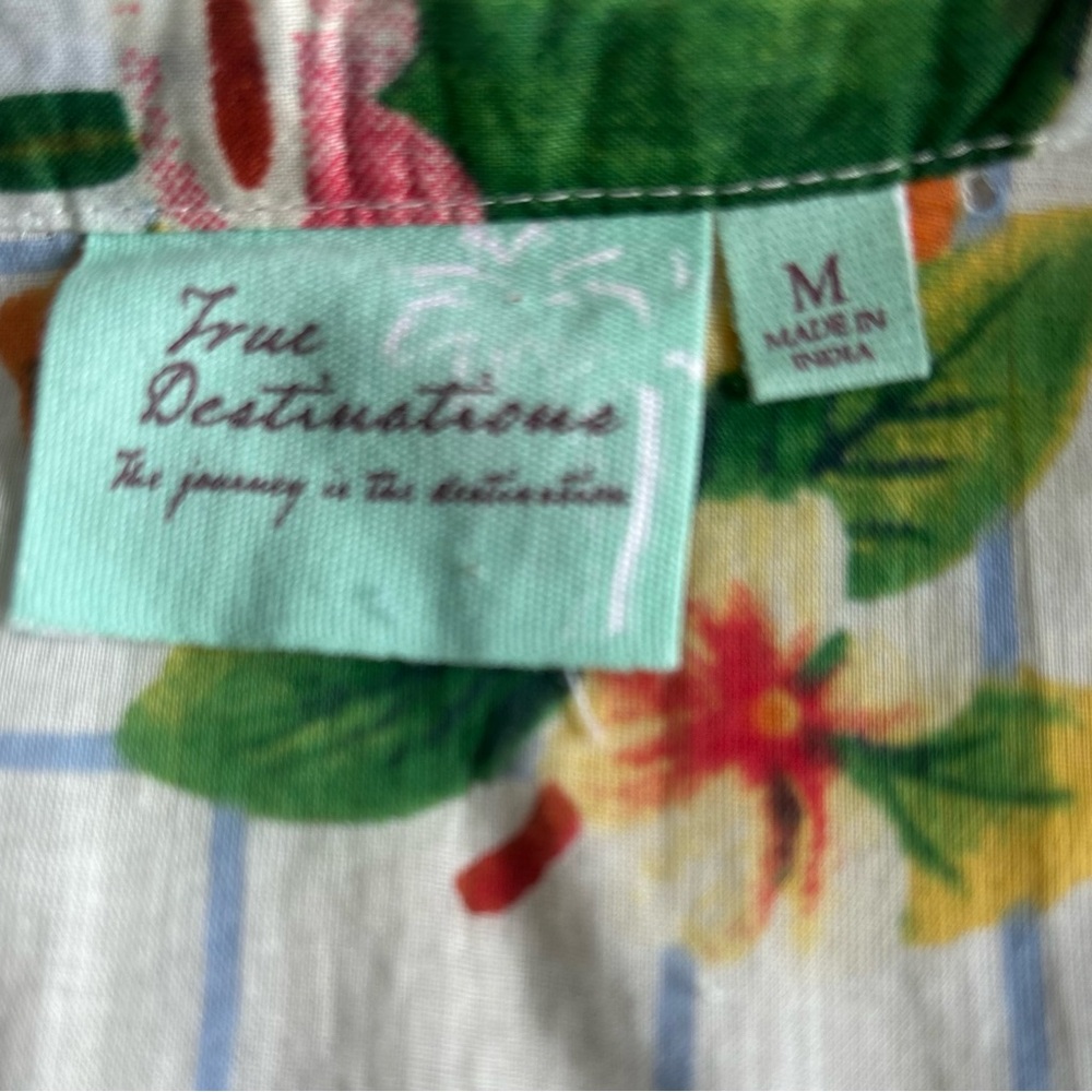 True Destinations Women’s Cover Up Resort Tropical Blue Floral Tunic Top. Size M - Picture 12 of 14